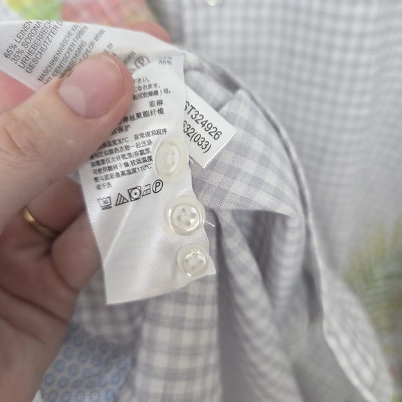 Tommy Bahama Men's White Grey Gingham Tropical 100% Linen Button Up Shirt Sz M - Picture 8 of 10